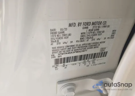 2023 Ford Mustang Mach-E Gt from USA, damaged, VIN 3FMTK4SX3PMA23977